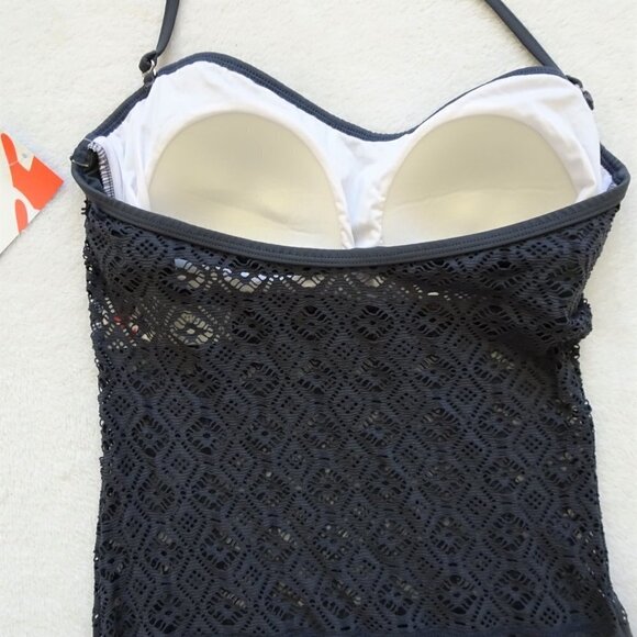 Sun & Sea One Piece Swim Suit Women's Size 14 Gray Lace - Picture 5 of 11